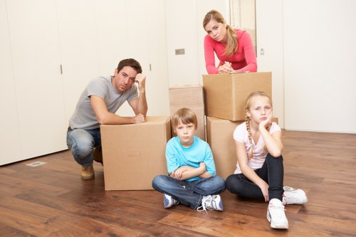 Packed boxes and furniture ready for a Southborough house move