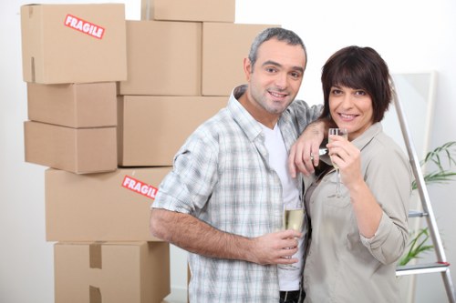 Packed boxes and household items ready for transport in Southborough